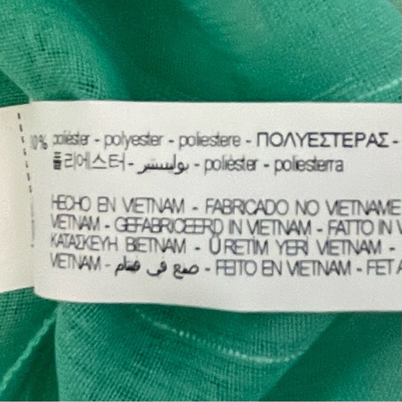 NWT Zara Sheer Puff Sleeve Spearmint Green Fringe Textured Blouse - Picture 10 of 12